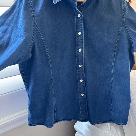Faconnable Denim-Blue 100% Cotton Blouse in Size XL - Picture 3 of 10